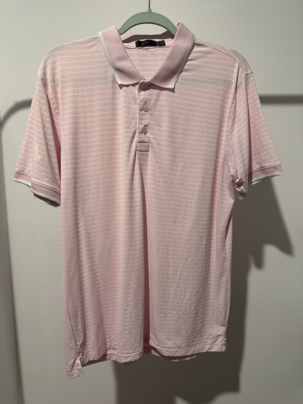 G/Fore Golf Polo Men's Medium Pink White Stripe Tech Jersey Luxe